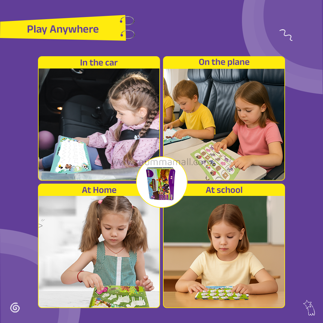 Farm Busy Book (3+ Age) – Velcro binder with farm animals, shapes, colors, counting & more to boost cognitive skills and motor development in kids