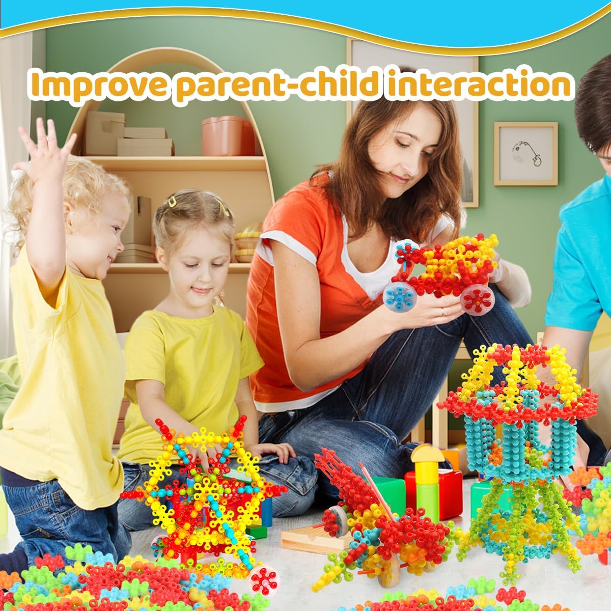 Snowflake Interlocking Building Blocks for Kids + FREE Learning 2000+ pages PDF worksheet for kids📚