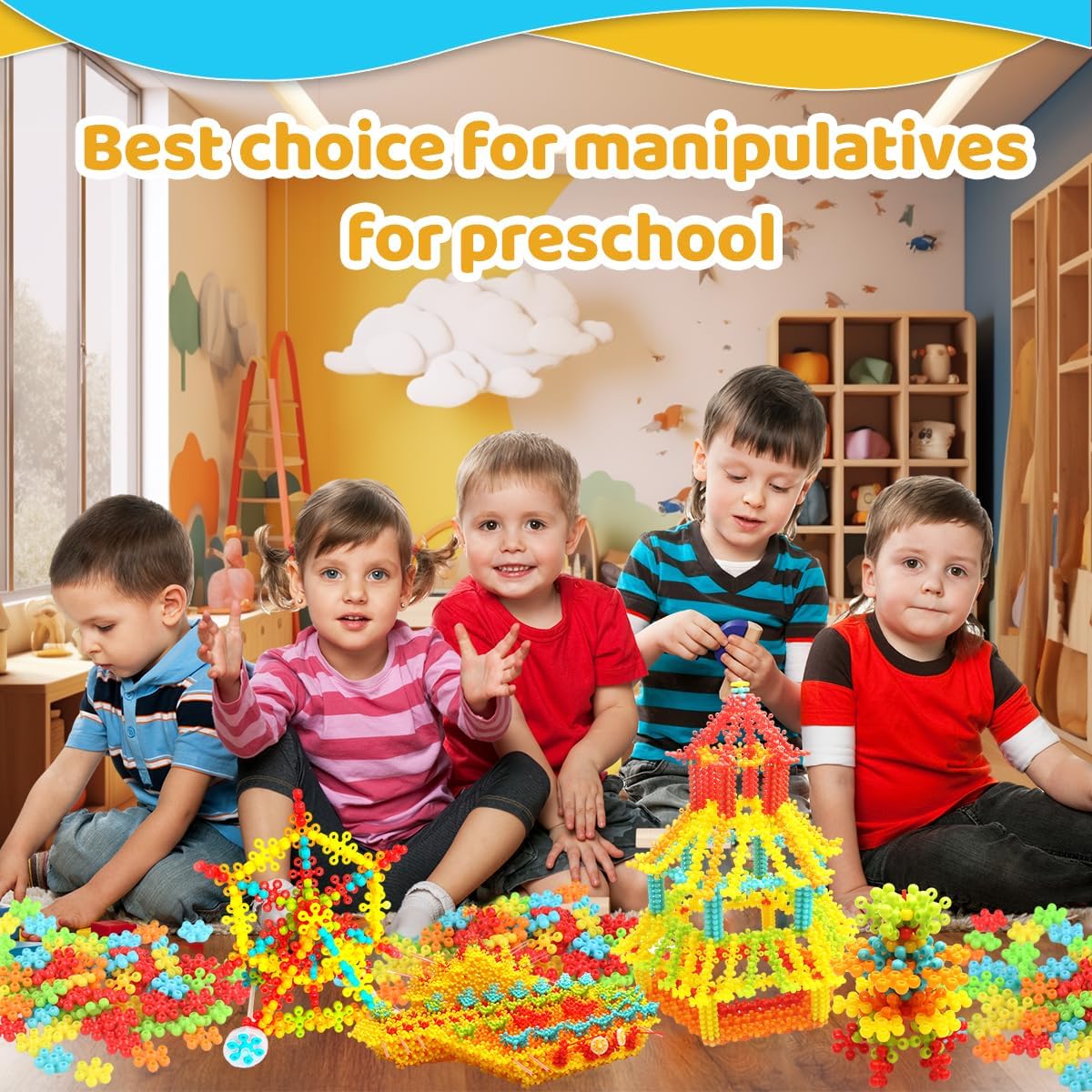 Snowflake Interlocking Building Blocks for Kids + FREE Learning 2000+ pages PDF worksheet for kids📚