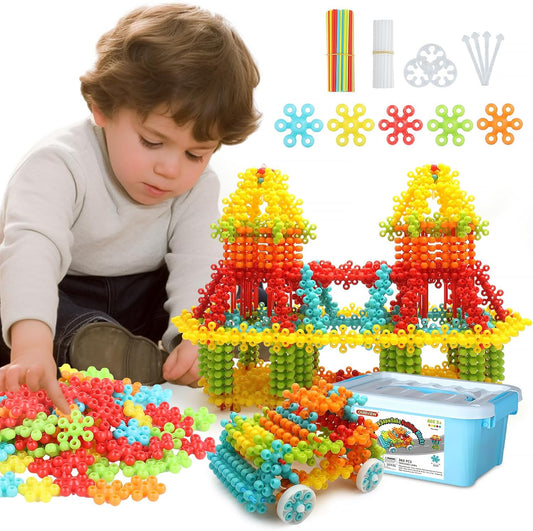 Snowflake Interlocking Building Blocks for Kids + FREE Learning 2000+ pages PDF worksheet for kids📚