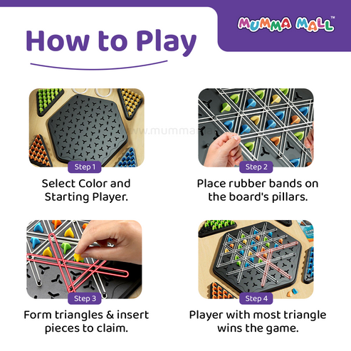 Triangle shape rubber game!! 2-4 player game (NEWLY LAUNCHED) - Boost Cognitive Skills & Fun for Kids & adults